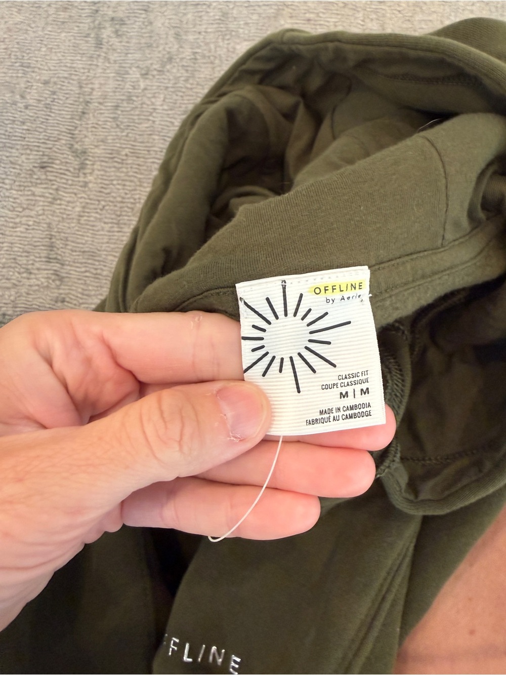 Womens Olive Green Pullover Hoodie with Subtle Sleeve Branding - Picture 2 of 2